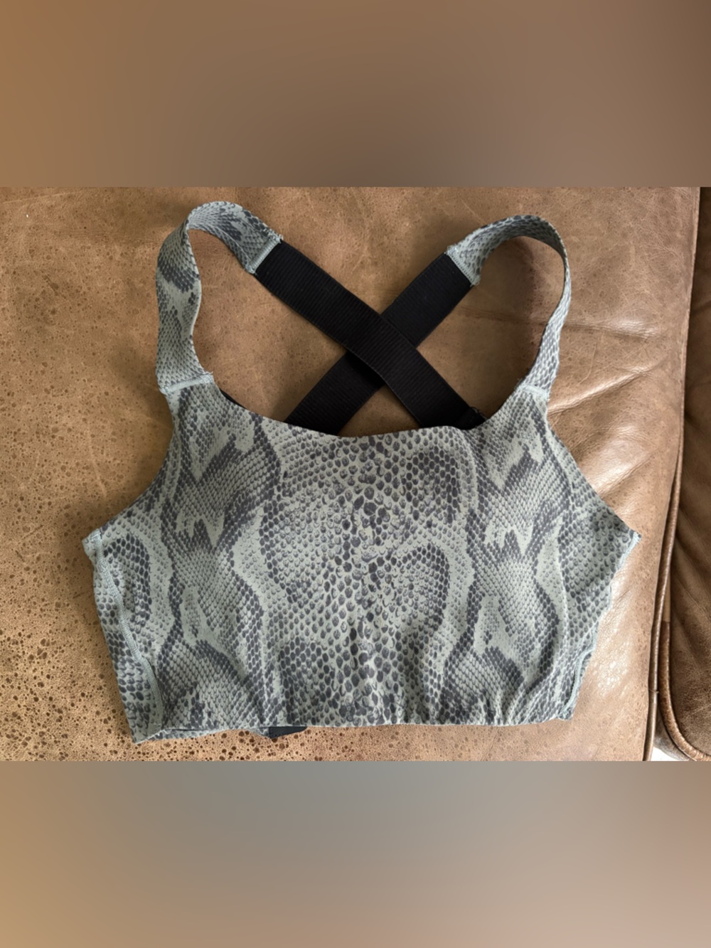 Varley Gray Snake Print Sports Bra